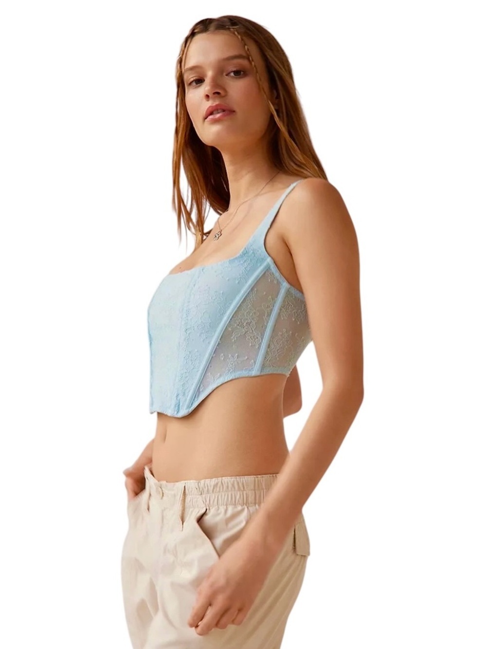 NWT Urban Outfitters Out From Under Lovestruck Lace Corset Top in Sky XL